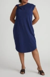 Universal Standard Geneva Knot Shoulder Jersey Dress In Blue
