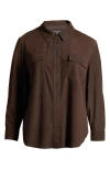 Universal Standard Greenwich Suede Shirt Jacket In Earth