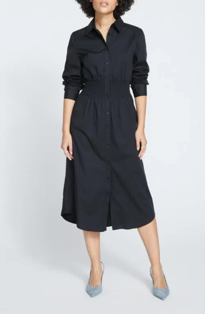 Universal Standard Hamptons Smock Waist Chambray Shirtdress In Blue