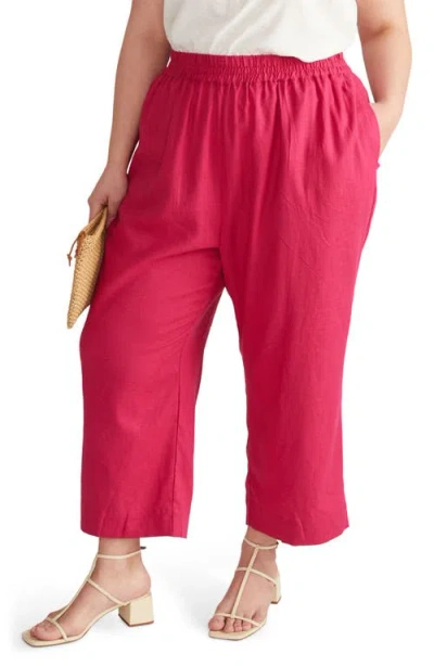 Universal Standard Iris Linen Blend Pull-on Pants In Cerise
