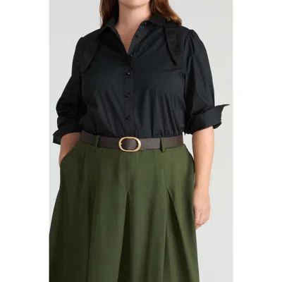 Universal Standard Janet Stretch Poplin Button-up Shirt In Black