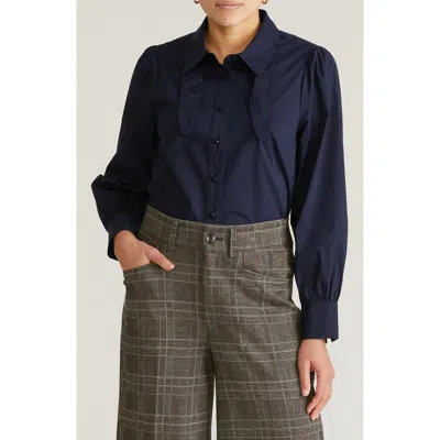 Universal Standard Janet Stretch Poplin Button-up Shirt In Blue