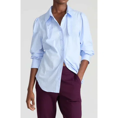 Universal Standard Janet Stretch Poplin Button-up Shirt In Serene Blue