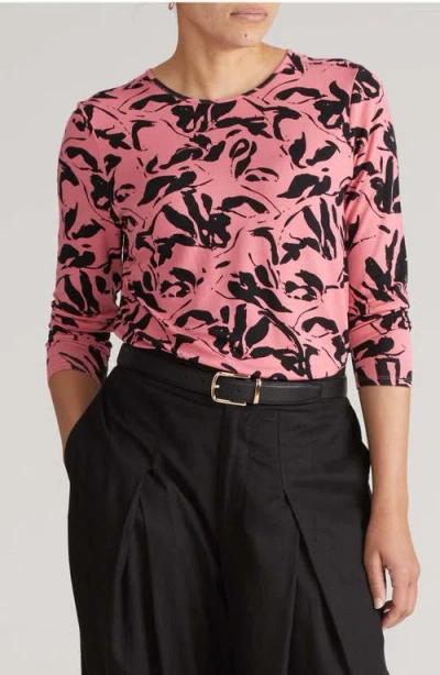 Universal Standard Joan Relaxed Fit T-shirt In Pink Sgrafitto Print