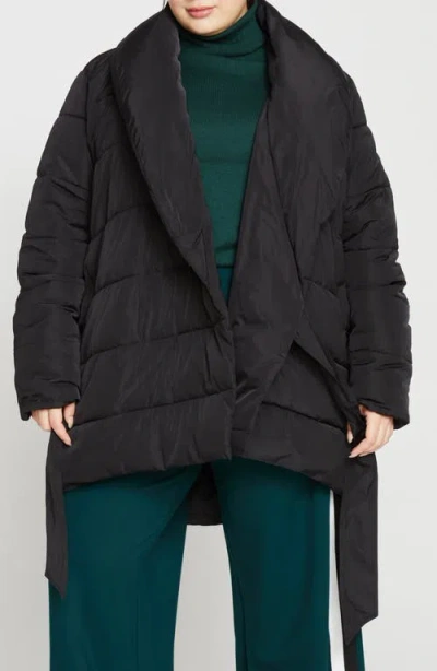 Universal Standard Kanda 2 Wrap Puffer Coat In Black