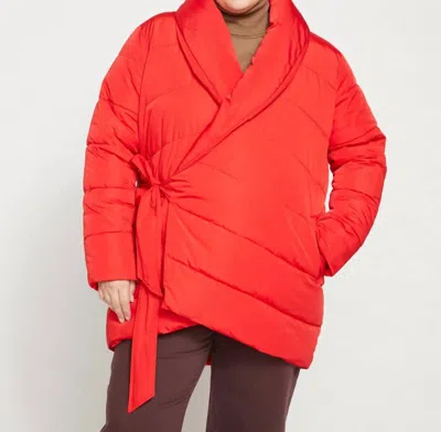 Universal Standard Kanda 2 Wrap Puffer Coat In Vermilion Red