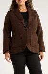 Universal Standard Kidjo Herringbone Tailored Wool Blend Jacket In Brown