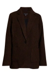 Universal Standard Kidjo Herringbone Tailored Wool Blend Jacket In Brown