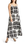 Universal Standard Kite Linen Blend Maxi Dress In Ink Bloom Print