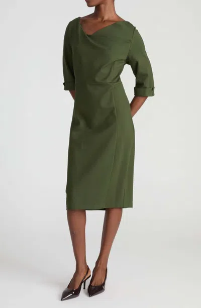Universal Standard Lando Ponte Midi Dress In Green