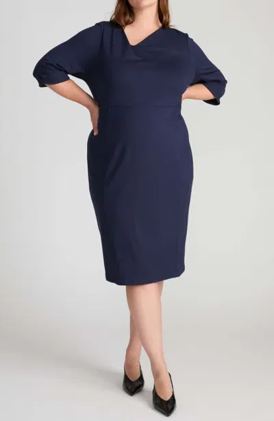 Universal Standard Lando Ponte Midi Dress In Blue