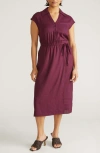 Universal Standard Laurel Linen Blend Shirtdress In Burgundy