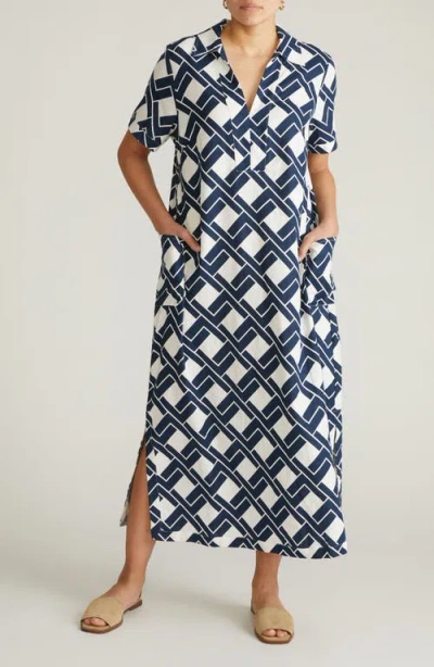 Universal Standard Leaf-print Linen-blend Maxi Dress In Multi