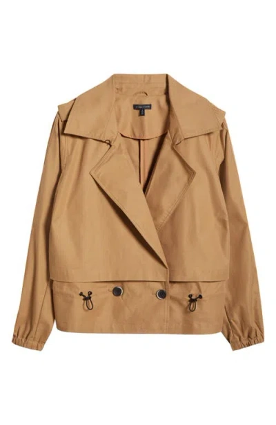 Universal Standard Leonard Water Repellent Double Breasted Crop Trench Jacket In Tan