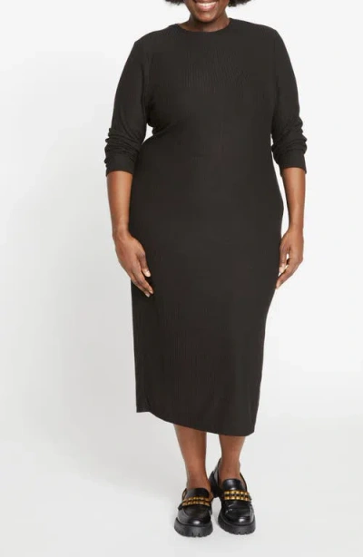 Universal Standard Lexi Long Sleeve Rib Sweater Dress In Black