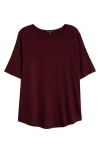 Universal Standard Lily Liquid Jersey Crewneck Top In Black Cherry