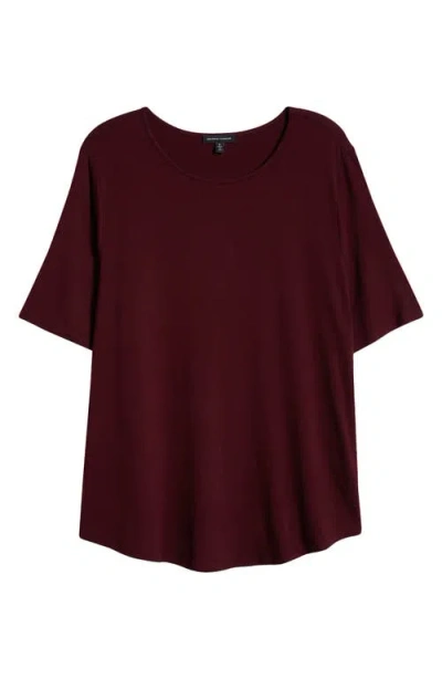 Universal Standard Lily Liquid Jersey Crewneck Top In Black Cherry