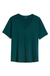 Universal Standard Lily Liquid Jersey V-neck T-shirt In Forest Green