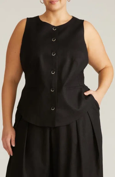 Universal Standard Linen Blend Vest In Black