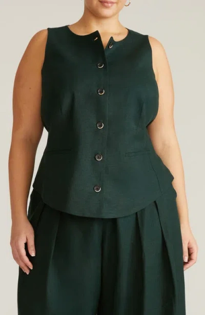 Universal Standard Linen Blend Vest In Green