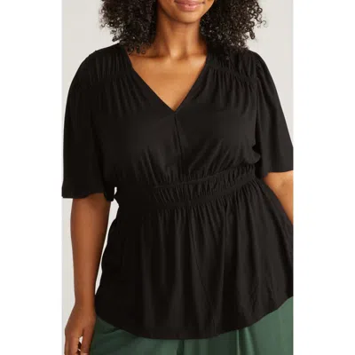 Universal Standard Liquid Jersey Peplum Top In Black