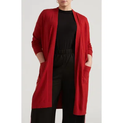 Universal Standard Long Open Front Cardigan In Red