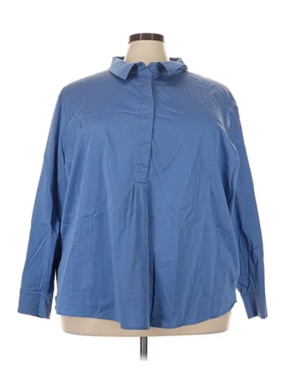 Pre-owned Universal Standard Long Sleeve Button Down Shirt In Blue