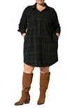 Universal Standard Long Sleeve Check Flannel Shirtdress In Black