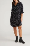 Universal Standard Long Sleeve Check Flannel Shirtdress In Black
