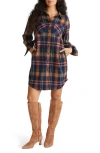 Universal Standard Long Sleeve Check Flannel Shirtdress In Blue