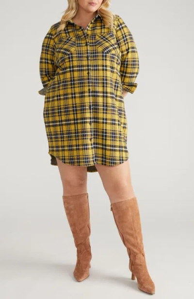 Universal Standard Long Sleeve Check Flannel Shirtdress In Multi