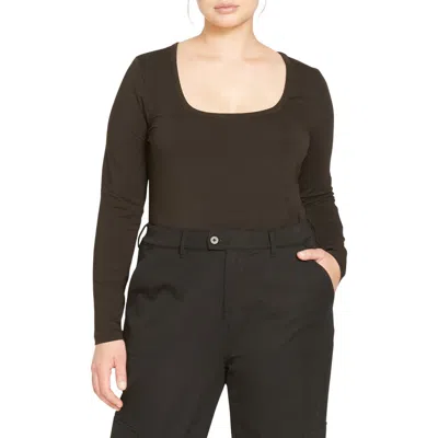 Universal Standard Long Sleeve Square Neck Tee In Black