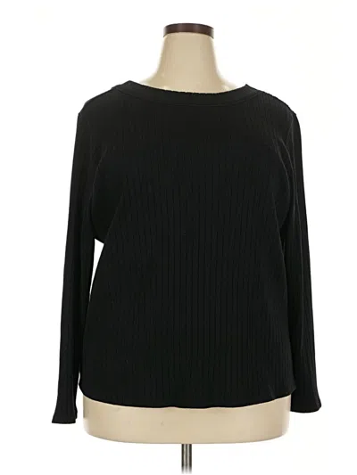 Pre-owned Universal Standard Long Sleeve Top Black Boatneck Tops