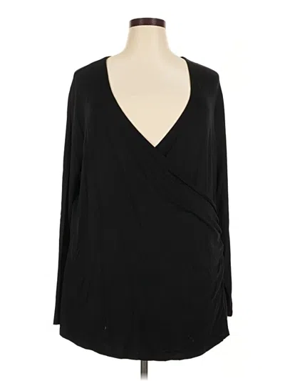 Pre-owned Universal Standard Long Sleeve Top Black Plunge Neckline Tops
