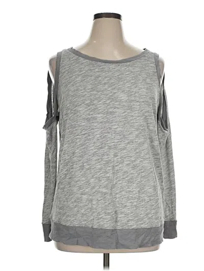 Pre-owned Universal Standard Long Sleeve Top Gray Cold Shoulder Neckline Tops