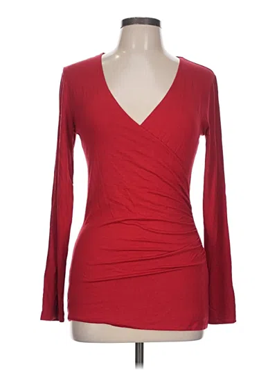 Pre-owned Universal Standard Long Sleeve Top Red Plunge Neckline Tops