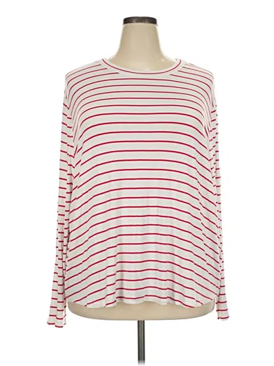 Pre-owned Universal Standard Long Sleeve Top Red Stripes Pattern Boatneck Tops