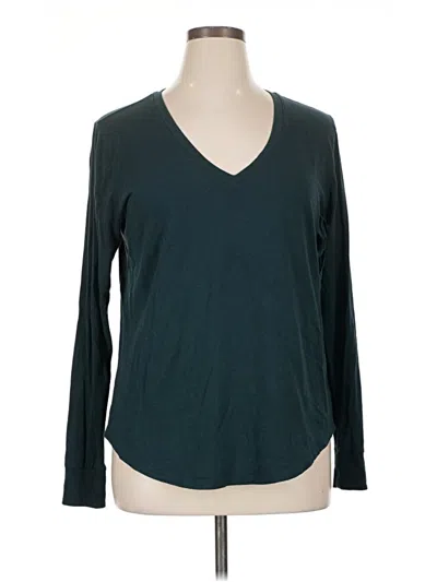 Pre-owned Universal Standard Long Sleeve Top Teal V Neck Tops In Blue