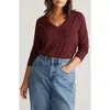 Universal Standard Long Sleeve V-rex Tee In Burgundy