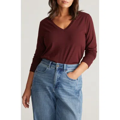 Universal Standard Long Sleeve V-rex Tee In Burgundy