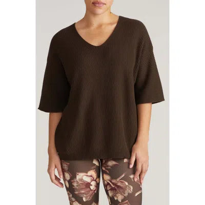 Universal Standard Lotus Rib Sweater In Brown