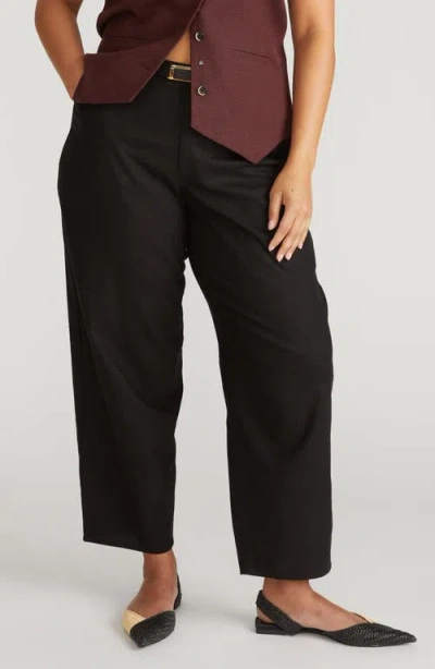 Universal Standard Lou High Waist Barrel Linen Blend Jeans In Black