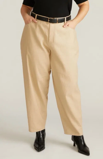 Universal Standard Lou High Waist Barrel Linen Blend Jeans In Neutral