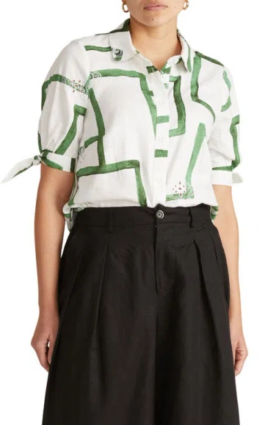 Universal Standard Luisa Linen Blend Button-up Shirt In White