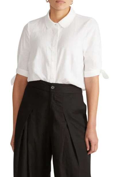 Universal Standard Luisa Linen Blend Button-up Shirt In White