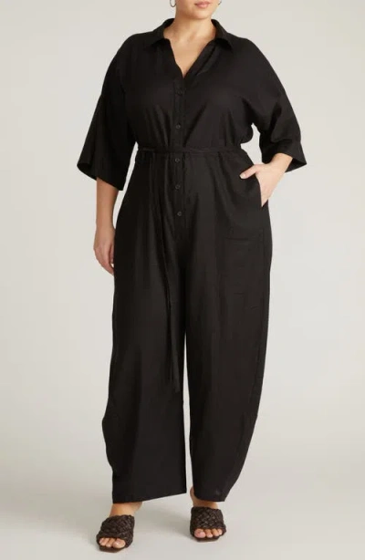 Universal Standard Maggie Linen Blend Jumpsuit In Black