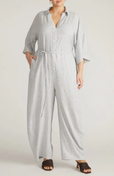Universal Standard Maggie Linen Blend Jumpsuit In Gray