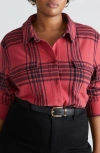 Universal Standard Maine Flannel Button-up Shirt (regular & Plus) In Crimson/black Check