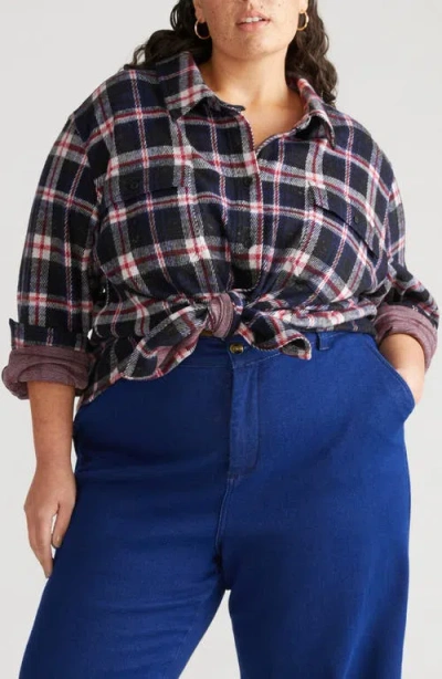 Universal Standard Maine Flannel Button-up Shirt (regular & Plus) In Red/white/blue Check