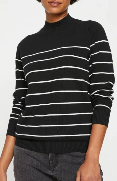 Universal Standard Marinière Stripe Mock Neck Sweater In Black/white